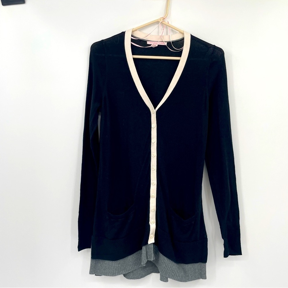 Victoria’s Secret Black & Cream Cardigan Sweater – Size Small
